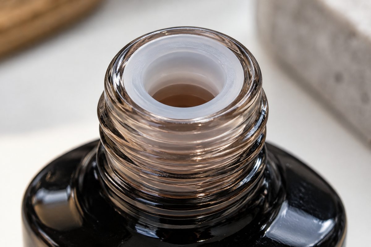 Inspection of bottle neck threading and clean inner silicone seal